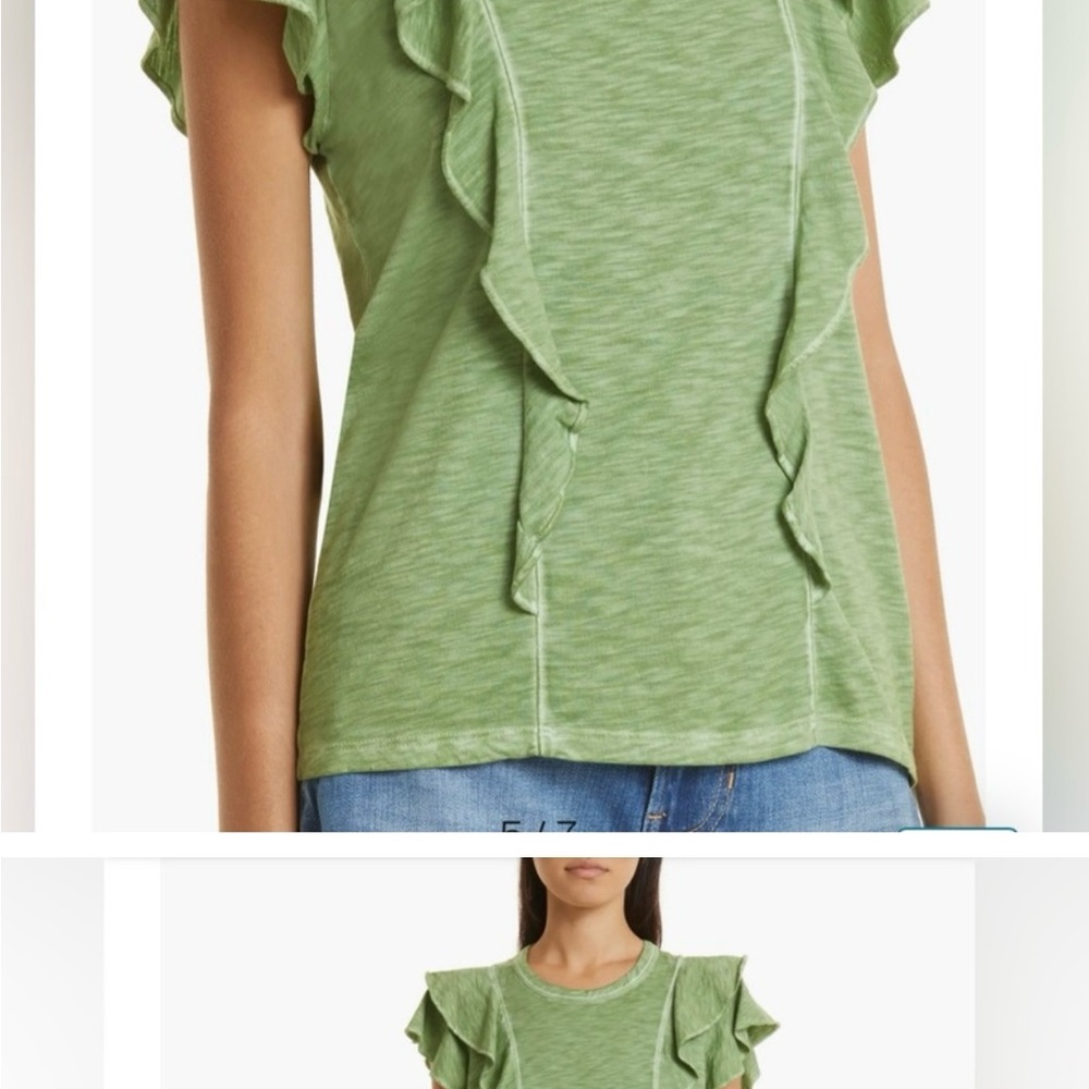Veronica Beard Ruffled Green Blouse